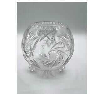 American Cut Glass Footed Rose Bowl Vase
